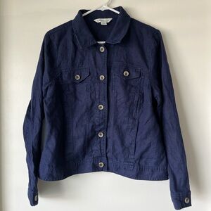 Coldwater Creek 100% Linen Navy Jacket